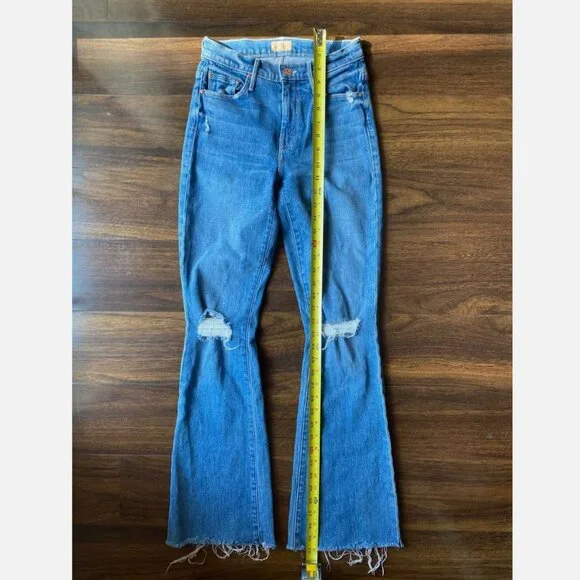 MOTHER Jeans Maroon Glace Fray Denim Pants Womens 24